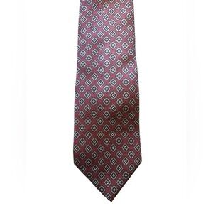 Park Avenue by Mayer Geometric Patterned Silk Tie - Burgundy and Green